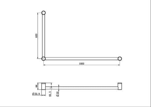 Mecca Care 32mm Grab Rail 600x1000mm