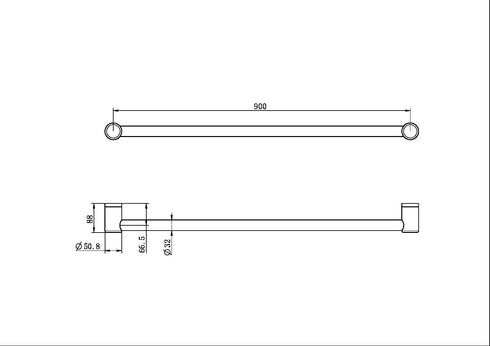 Mecca Care 32mm Grab Rail 900mm