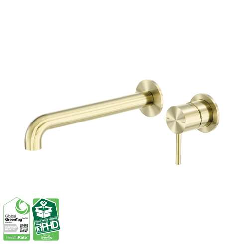 Nero Zen SS316L Wall Basin/Bath Mixer 230mm Spout