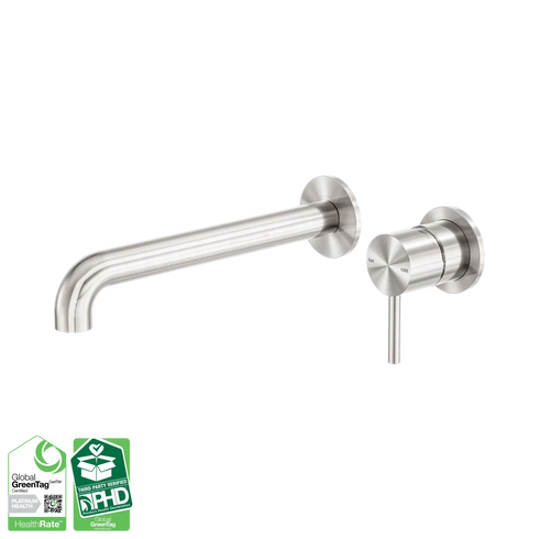 Nero Zen SS316L Wall Basin/Bath Mixer 230mm Spout