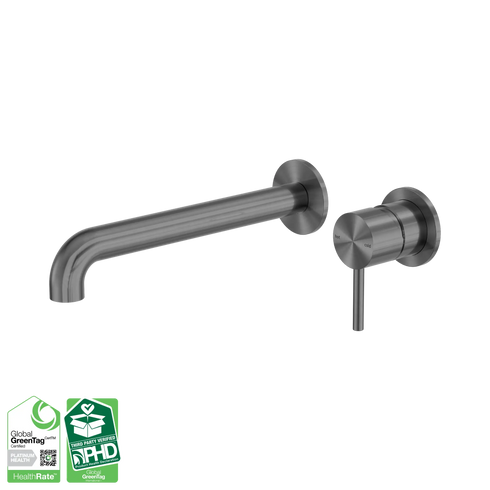 Nero Zen SS316L Wall Basin/Bath Mixer 230mm Spout