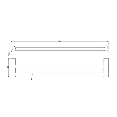 Zen SS316L Double Towel Rail 600mm / 800mm