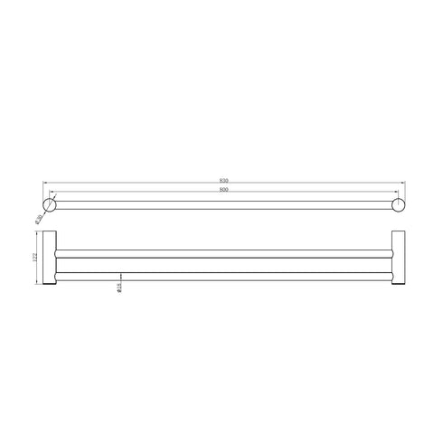 Zen SS316L Double Towel Rail 600mm / 800mm