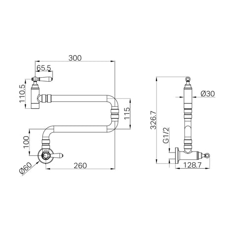 Nero York Wall Mounted Pot Filler