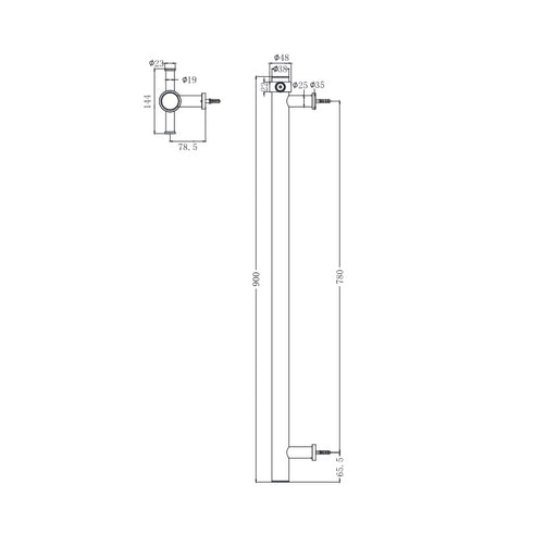 Nero Vertical Non Heated Rail with Hook