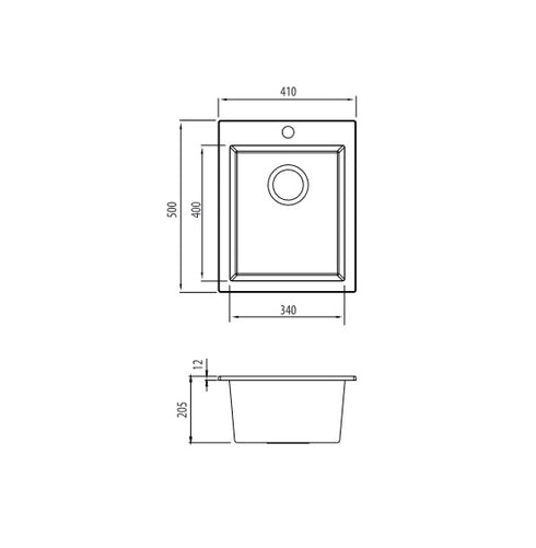 Oliveri Santorini Black Standard Bowl Topmount Sink