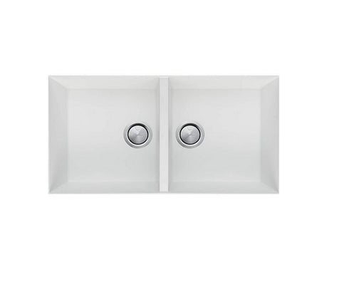 Oliveri Santorini White Double Bowl Undermount Sink