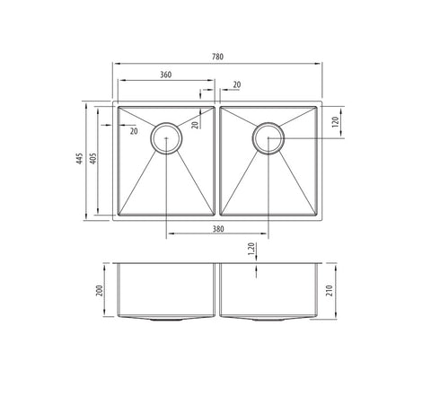 Oliveri Spectra Double Bowl Black Sink