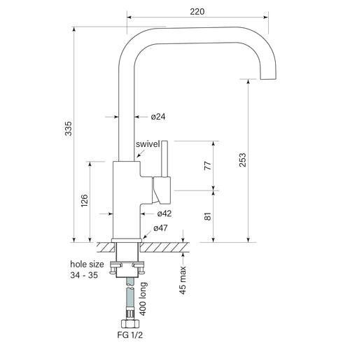Faucet Strommen Pegasi M Square Sink Mixer