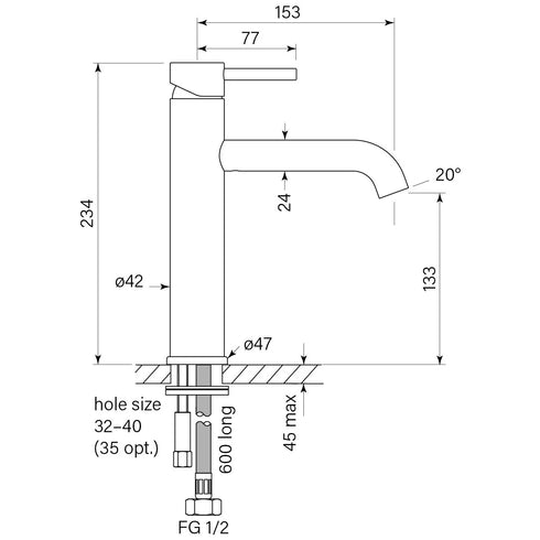 Faucet Strommen Pegasi M Mid Basin Mixer 133h