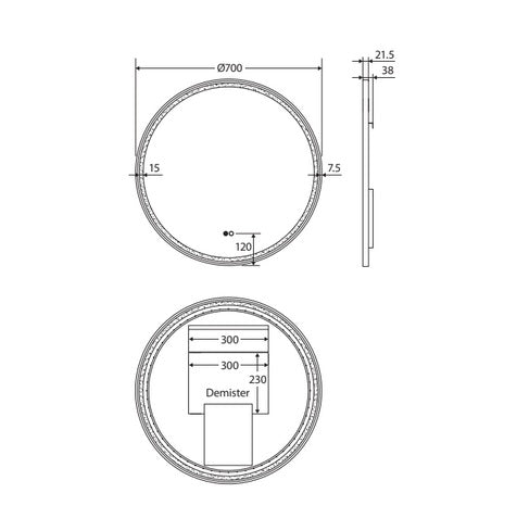 Fienza Reba 700mm Round LED Mirror
