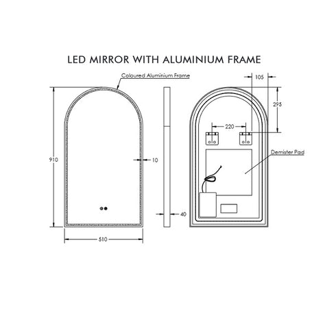 Remer Arch 500x900 Led Mirror