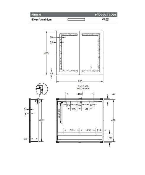 Remer Vera Led Shaving Cabinet Bathroom Mirror