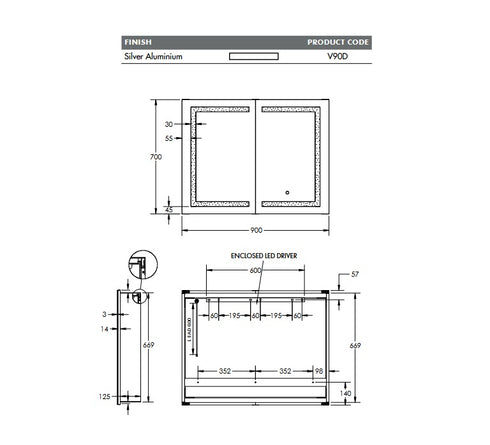 Remer Vera Led Shaving Cabinet Bathroom Mirror