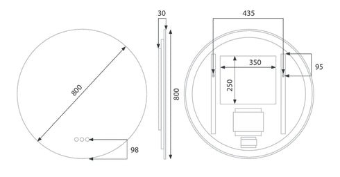 Radiant OLËK Fless Round Frameless LED Mirror