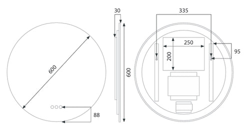 Radiant OLËK Fless Round Frameless LED Mirror