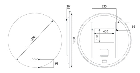 Radiant OLËK Fless Round Frameless LED Mirror