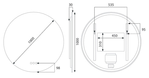 Radiant OLËK Fless Round Frameless LED Mirror