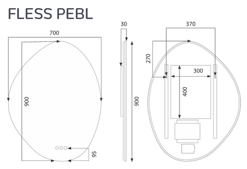 Radiant Pebble Fless Frameless LED Mirror