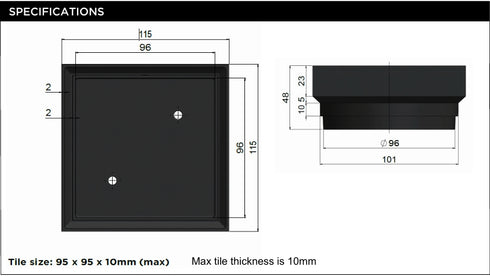 Meir Shower Waste with Tile Insert 100mm