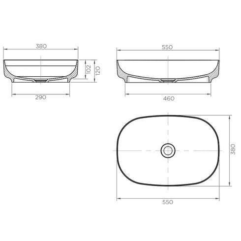 Synergii Solid Surface 550 Above Counter Basin