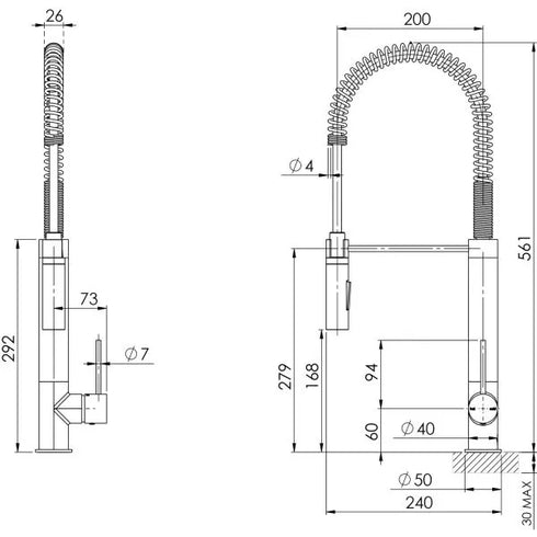 Phoenix Vivid Slimline Tall Spring Sink Mixer