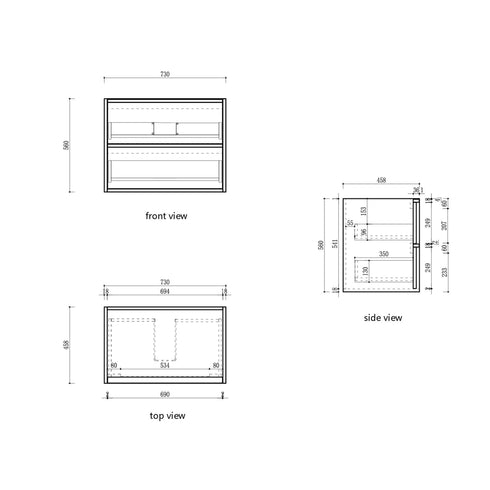 Aulic Venetta Flutted Wall Hung Vanity