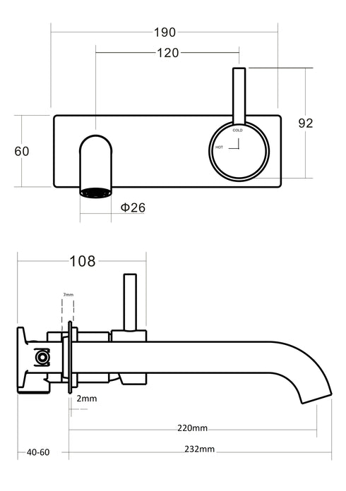 Alder Wish2 Wall Mixer Set with Backplate