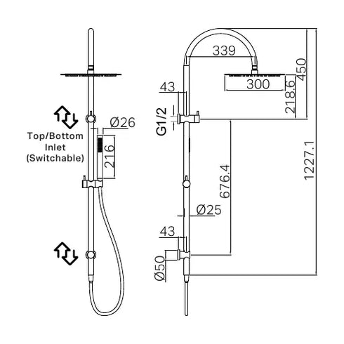 Nero Zen SS316L Outdoor Twin Shower with Hose