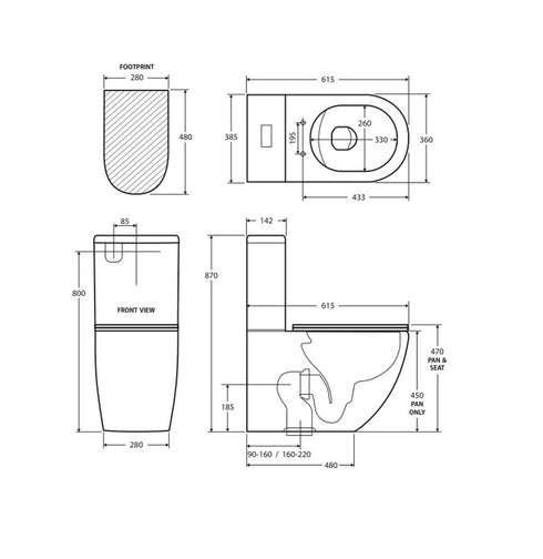 Fienza Alix BTW Toilet Suite with Slim Seat