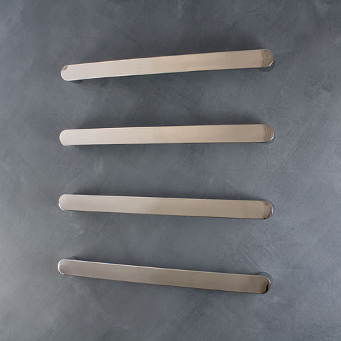 Radiant Single Flat Faced Bar With Curved Fixing Arm 650mm Mirror Polished