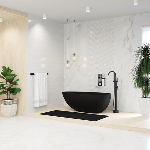 Fienza Bahama Solid Surface Stone Bath Matte Black 1700mm