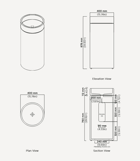 Cylinder Bowl Freestanding Basin Noodco