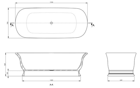 Turner Hastings Cambridge 1740mm TitanCast Freestanding Bath