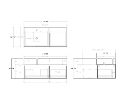 ADP Capri 1000mm Wall Hung Vanity