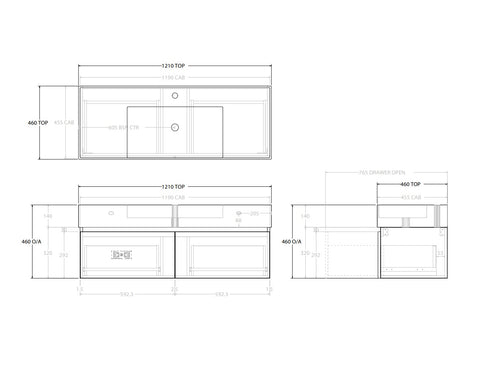 ADP Capri 1200mm Wall Hung Vanity