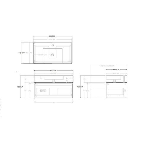 ADP Capri 800mm Wall Hung Vanity