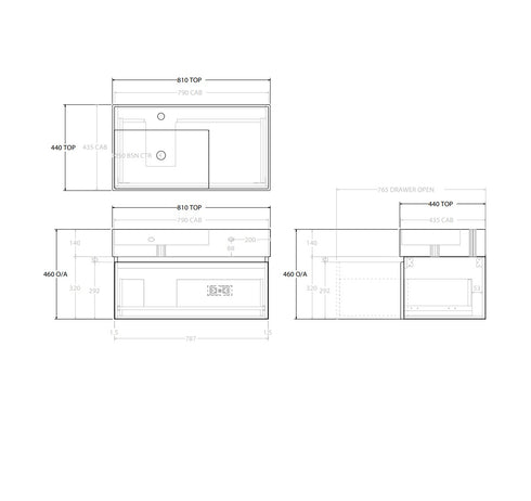 ADP Capri 800mm Wall Hung Vanity