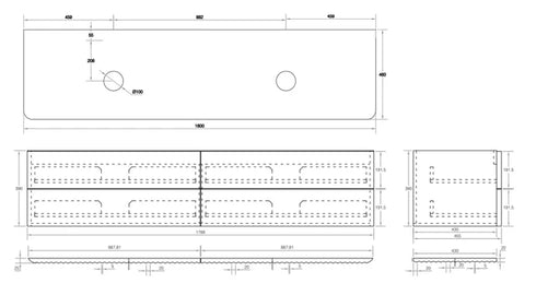 Gravity Natural Oak Curved Wall Hung Vanity