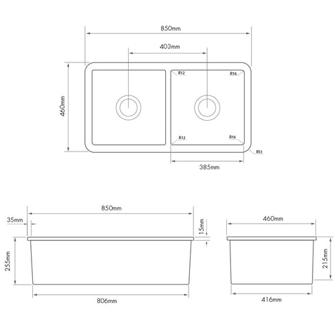 Cuisine 85 x 46 Double Bowl Fire Clay Butler Sink