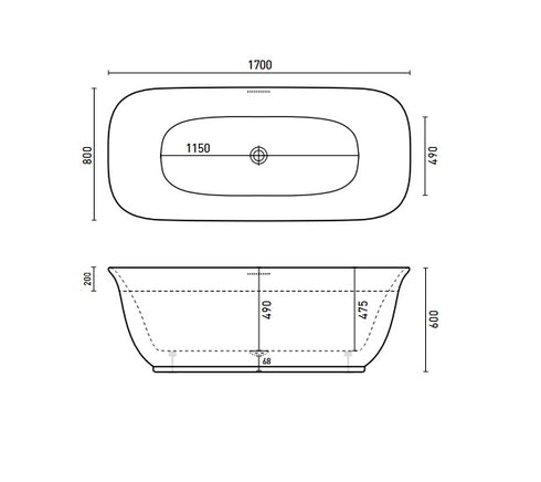 Decina Lola 1700mm Freestanding Bath
