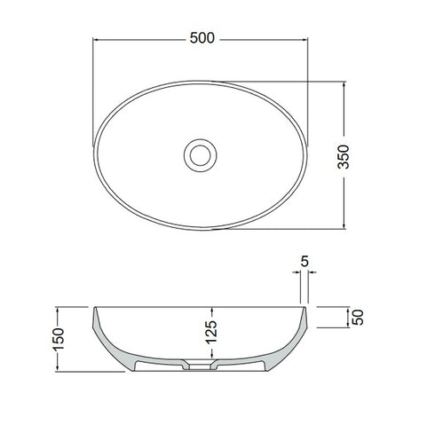 Decus 50 Oval Above Counter Basin