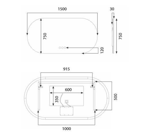 KÄPSEL Fless Framless Oval 1500 Led Mirror