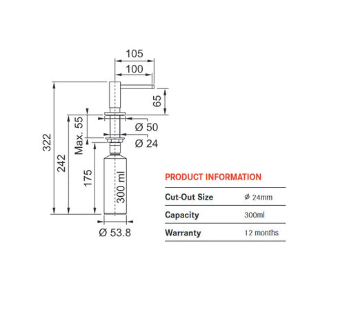 Franke Active Bench Soap Dispenser