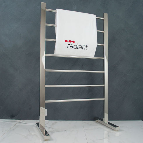 Radiant Heated Floor-standing Towel Rail 600 x 1000mm Mirror Polished