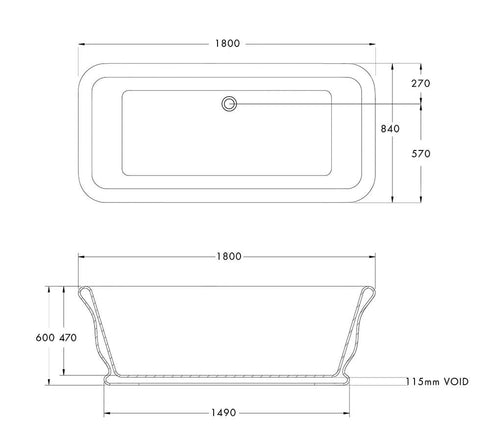 Turner Hastings Kirkham 180 x 84 Freestanding Bath
