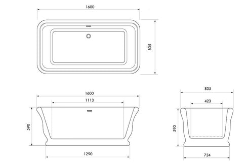 Turner Hastings Kirkham 160 x 85 Freestanding Bath