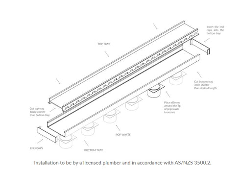 Lauxes Slimline Tile Insert Shower Grate Kit Silver