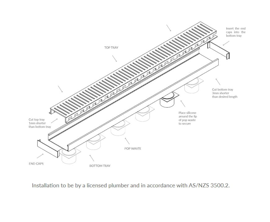 Lauxes NeXT Slotted Shower Grate Kit Midnight Black Tuck Plumbing