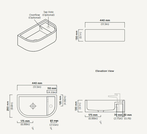 Noodco Loop 01 440mm Concrete Basin
